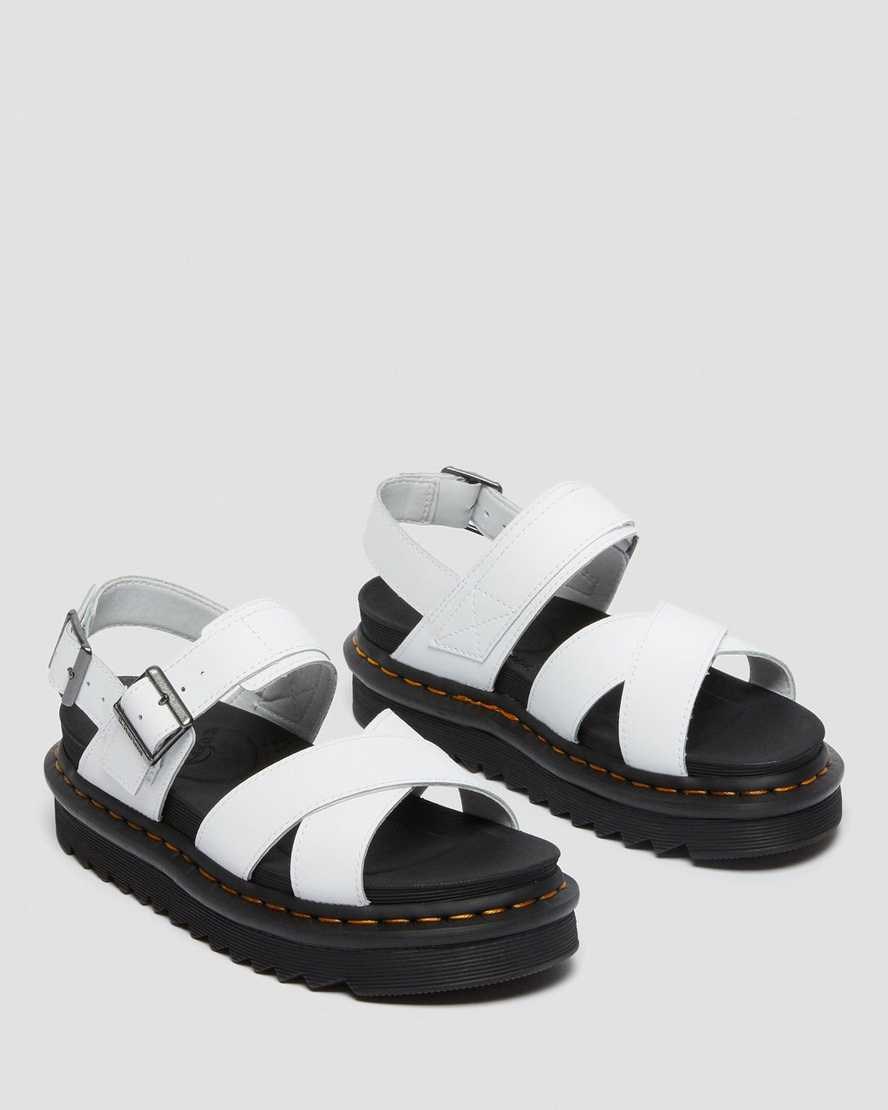 White Hydro Leather Women's Dr Martens Voss II Leather Strap Sandals | 312467-TPH