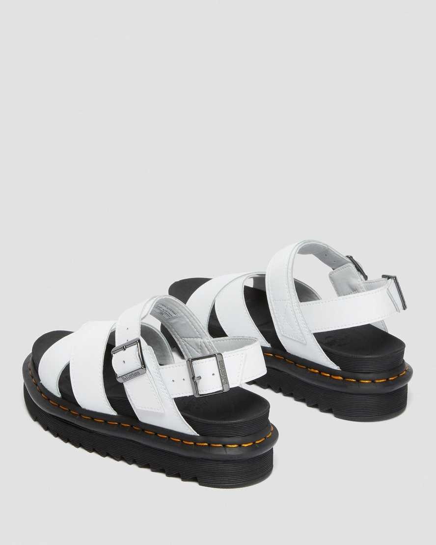 White Hydro Leather Women's Dr Martens Voss II Leather Strap Sandals | 312467-TPH