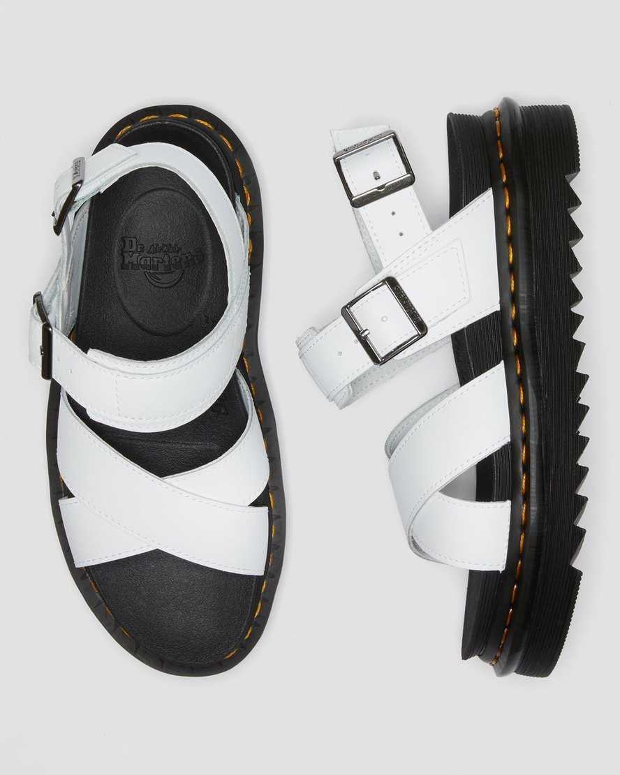 White Hydro Leather Women's Dr Martens Voss II Leather Strap Sandals | 312467-TPH