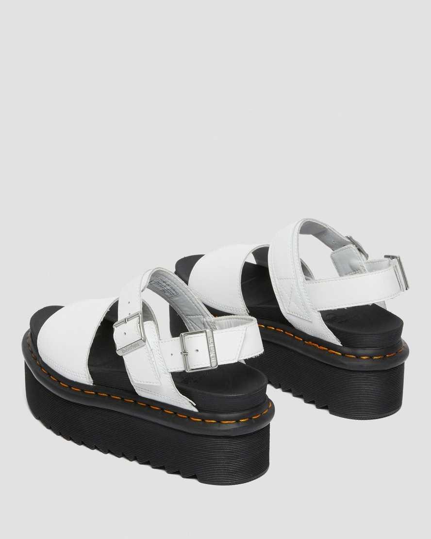 White Hydro Leather Women's Dr Martens Voss Leather Strap Platform Sandals | 520648-NYX