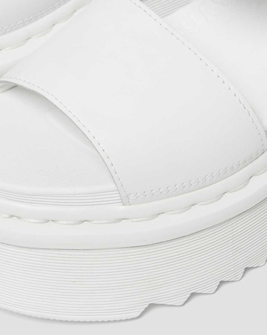 White Hydro Leather Women's Dr Martens Voss Mono Leather Platform Strap Sandals | 548702-TRX