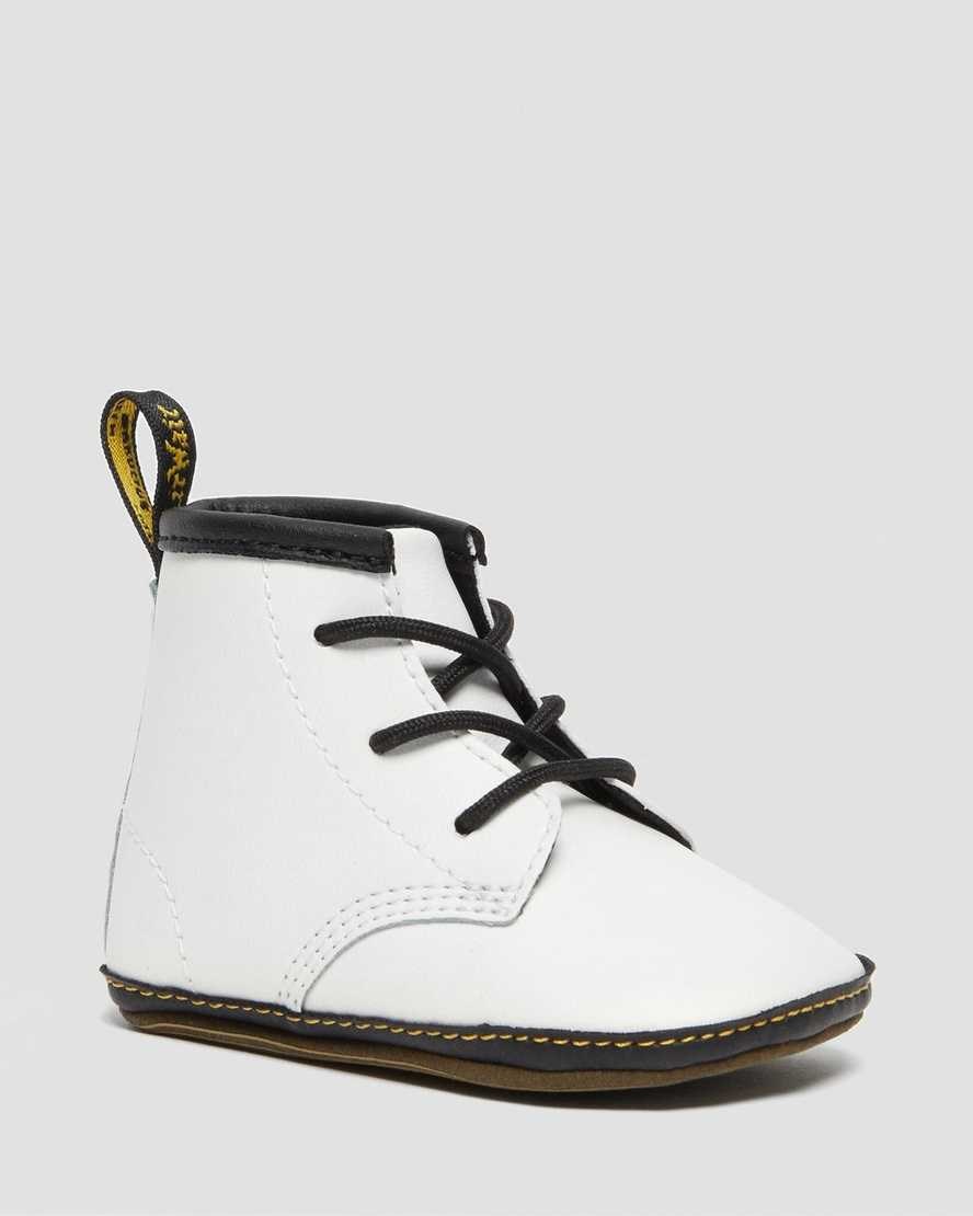 White Kids\' Dr Martens Newborn 1460 Auburn Leather Booties | 201849-JLA