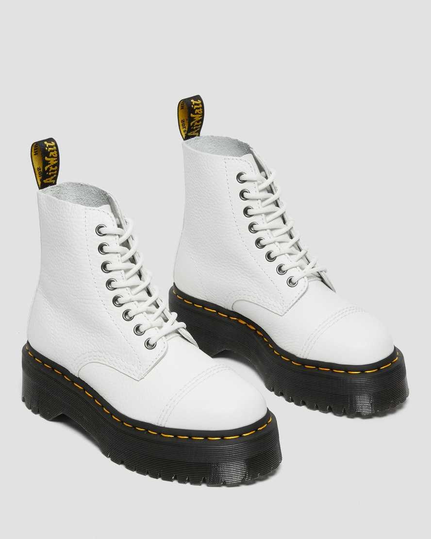 White Milled Nappa Leather Men's Dr Martens Sinclair Milled Nappa Leather Zip Up Boots | 967420-MTR