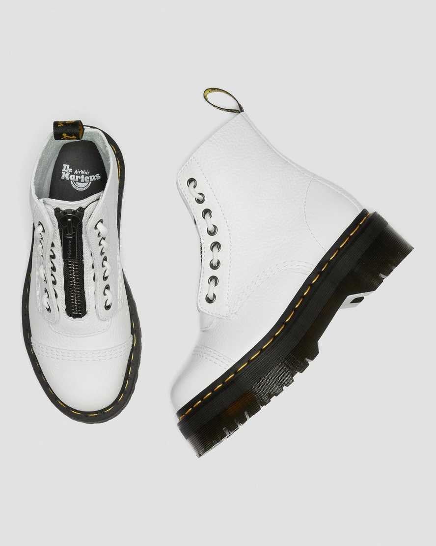 White Milled Nappa Leather Men's Dr Martens Sinclair Milled Nappa Leather Zip Up Boots | 967420-MTR