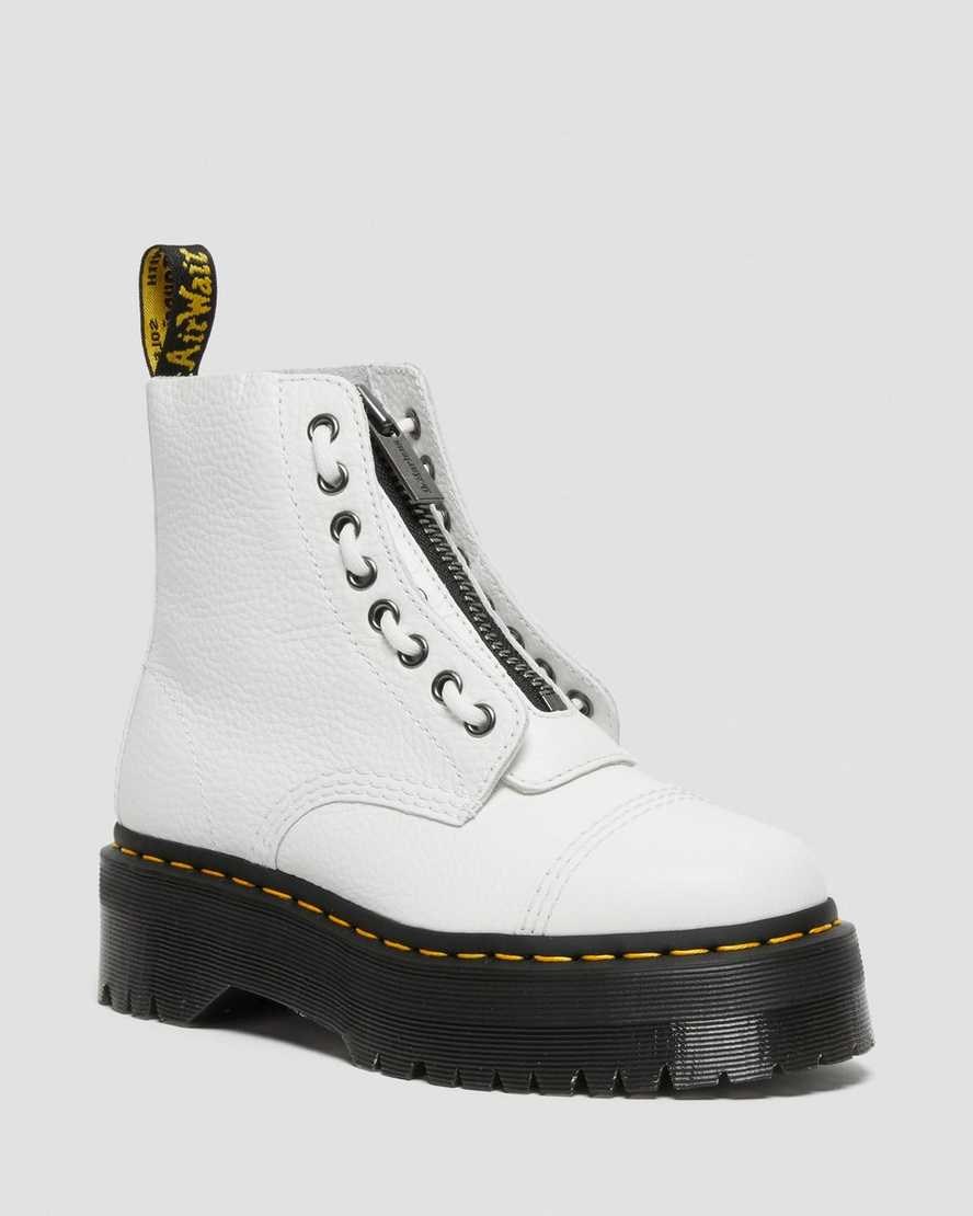 White Milled Nappa Leather Men's Dr Martens Sinclair Milled Nappa Leather Zip Up Boots | 967420-MTR