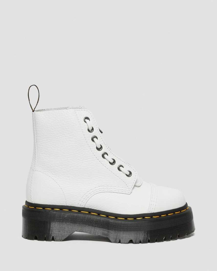 White Milled Nappa Leather Men's Dr Martens Sinclair Milled Nappa Leather Zip Up Boots | 967420-MTR