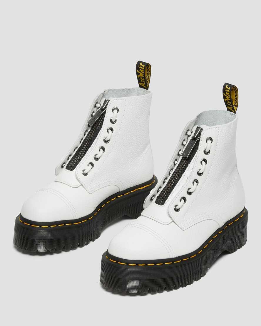 White Milled Nappa Leather Women's Dr Martens Sinclair Milled Nappa Leather Zip Up Boots | 129467-ABJ