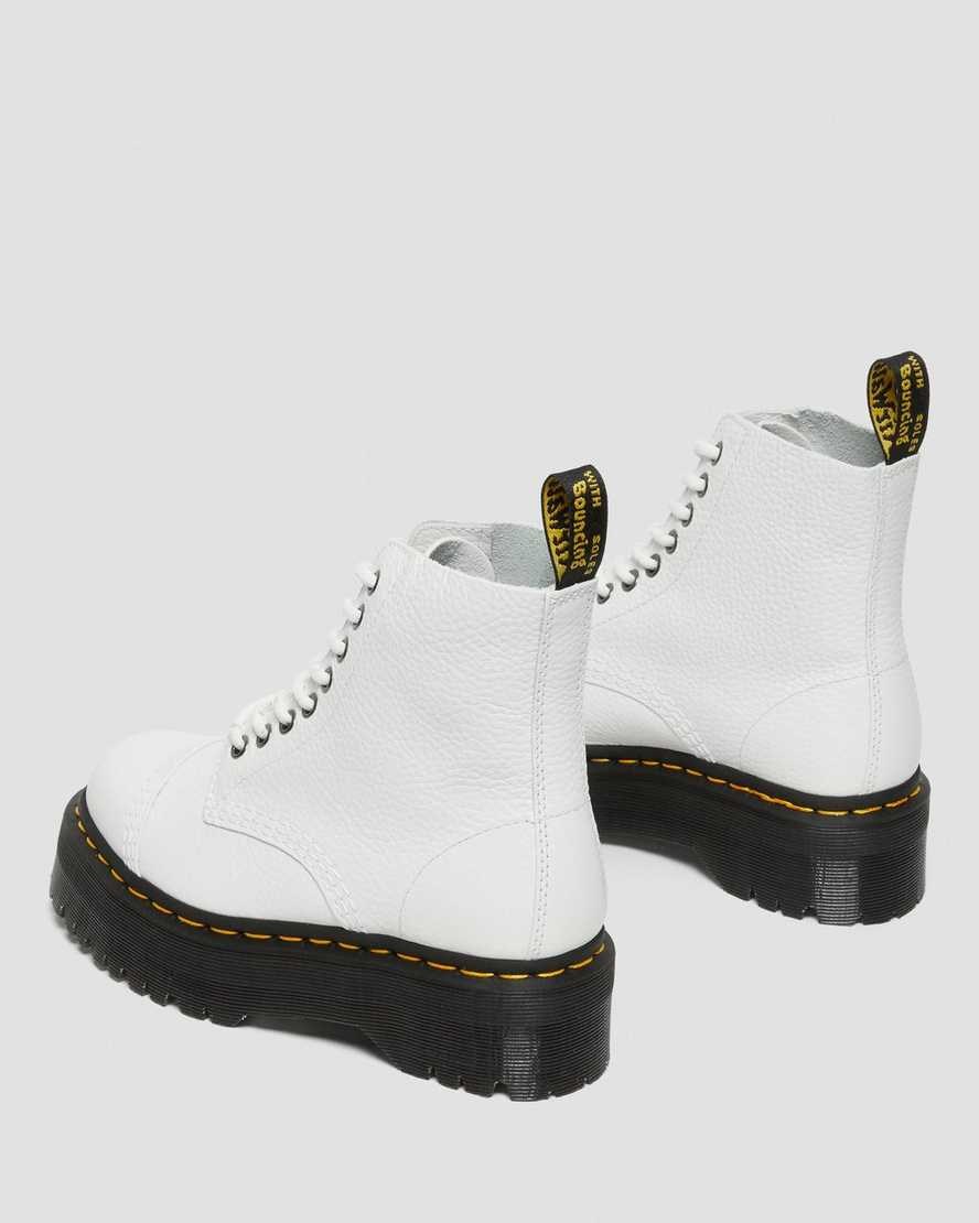 White Milled Nappa Leather Women's Dr Martens Sinclair Milled Nappa Leather Lace Up Boots | 975402-DSU