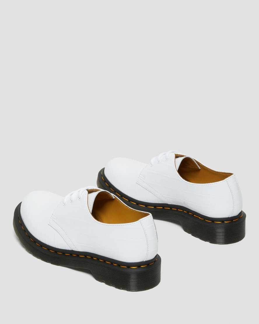 White Patent Lamper Croc Women's Dr Martens 1461 Patent Croc Emboss Leather Oxford Shoes | 630521-QXG