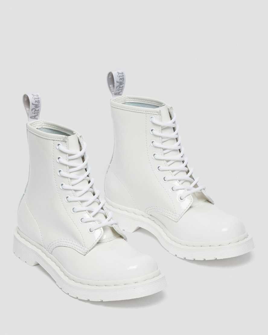 White Patent Lamper Women's Dr Martens 1460 Mono Patent Leather Ankle Boots | 314695-KMV