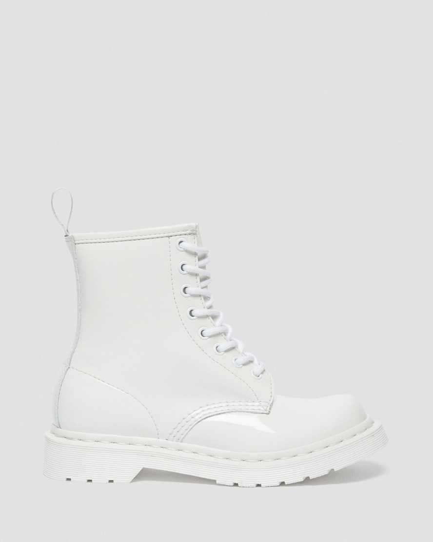 White Patent Lamper Women's Dr Martens 1460 Mono Patent Leather Ankle Boots | 314695-KMV