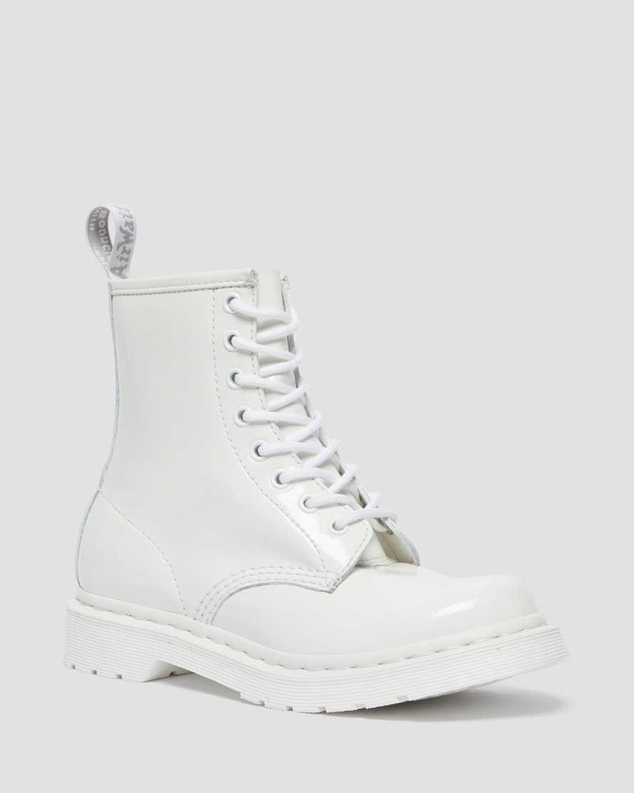 White Patent Lamper Women\'s Dr Martens 1460 Mono Patent Leather Ankle Boots | 314695-KMV