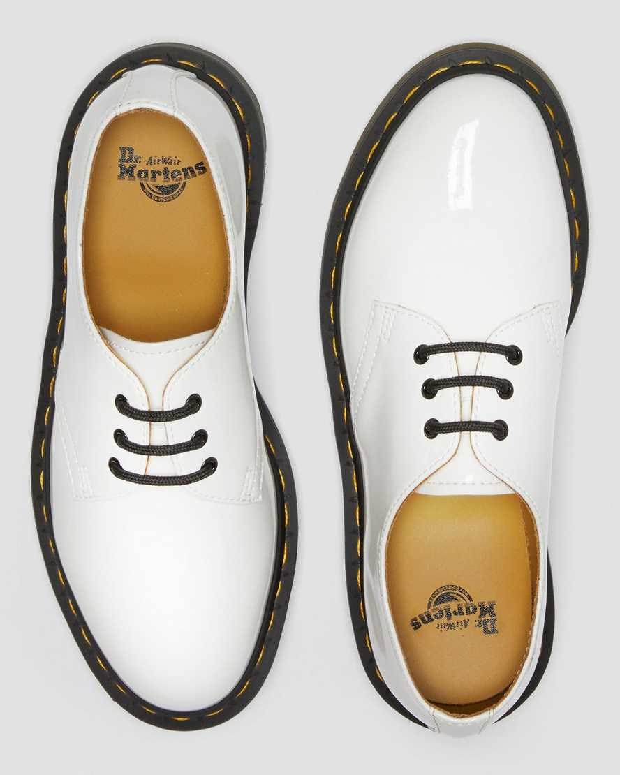 White Patent Lamper Women's Dr Martens 1461 Patent Leather Oxford Shoes | 740295-UIR