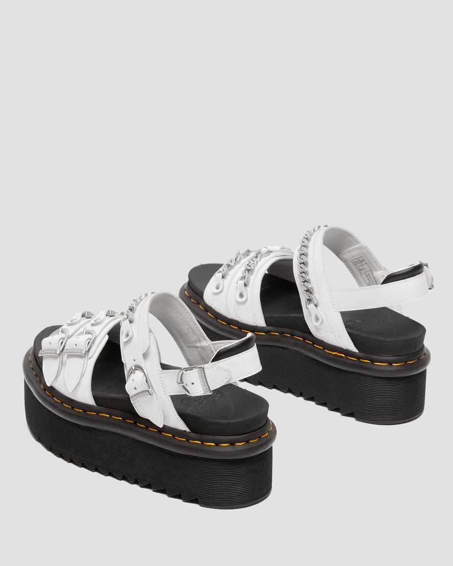 White Patent Lamper Women's Dr Martens Voss II Chain Patent Leather Platform Sandals | 123906-IRX