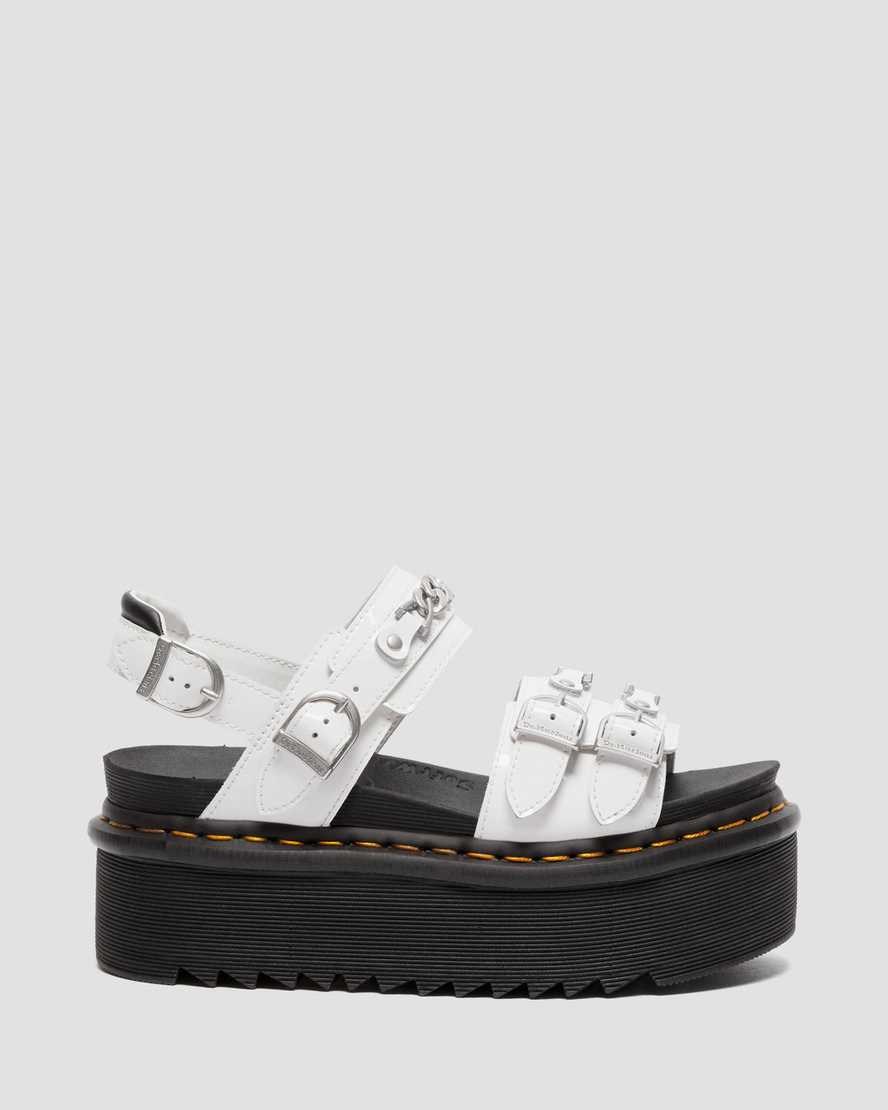 White Patent Lamper Women's Dr Martens Voss II Chain Patent Leather Platform Sandals | 123906-IRX