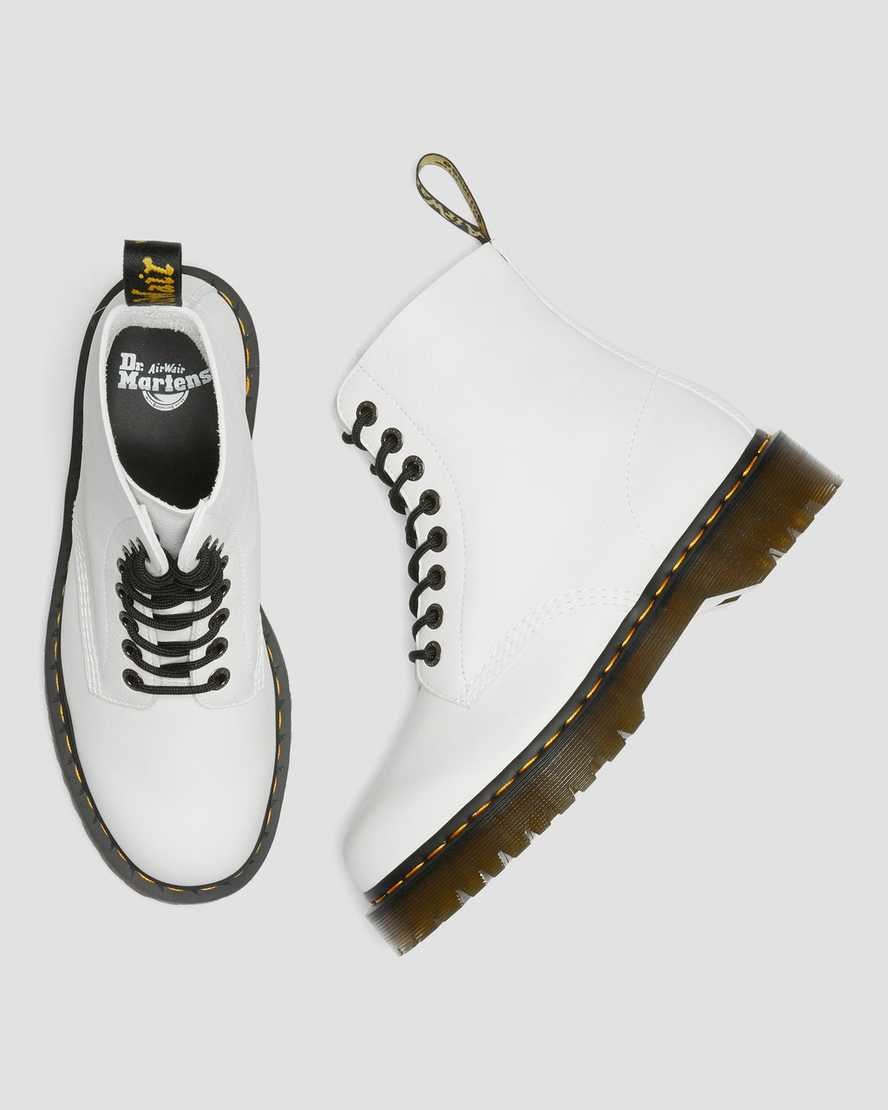 White Pisa Women's Dr Martens 1460 Pascal Bex Pisa Leather Lace Up Boots | 609514-COX