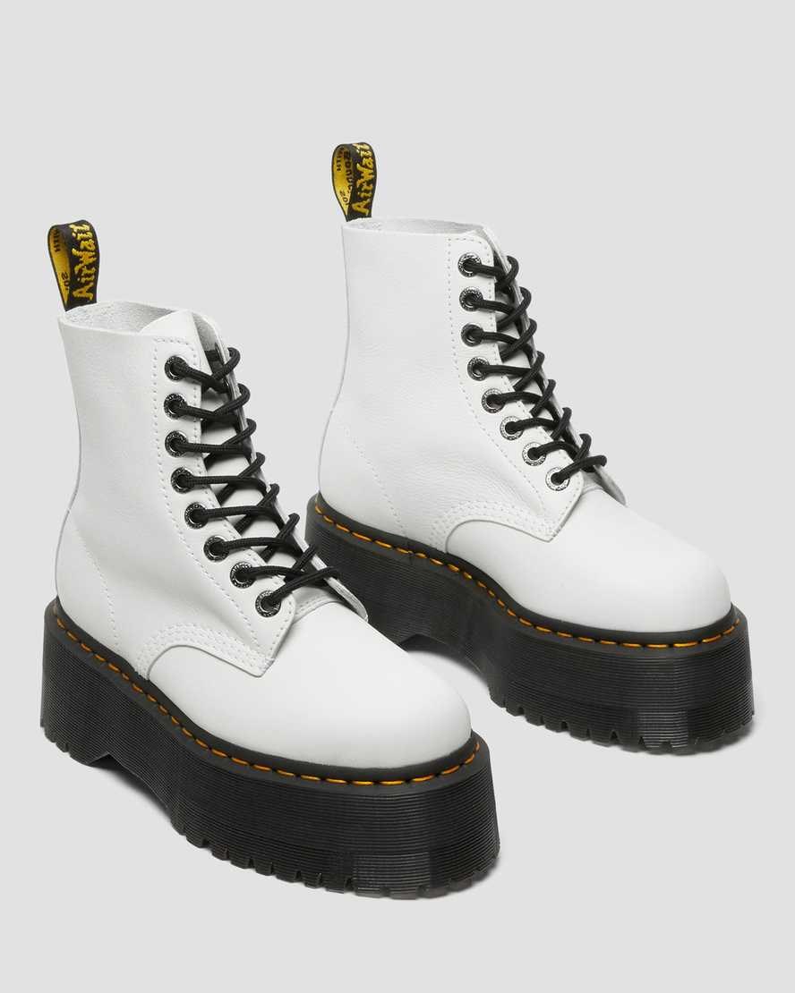 White Pisa Women's Dr Martens 1460 Pascal Max Leather Lace Up Boots | 641905-JDT