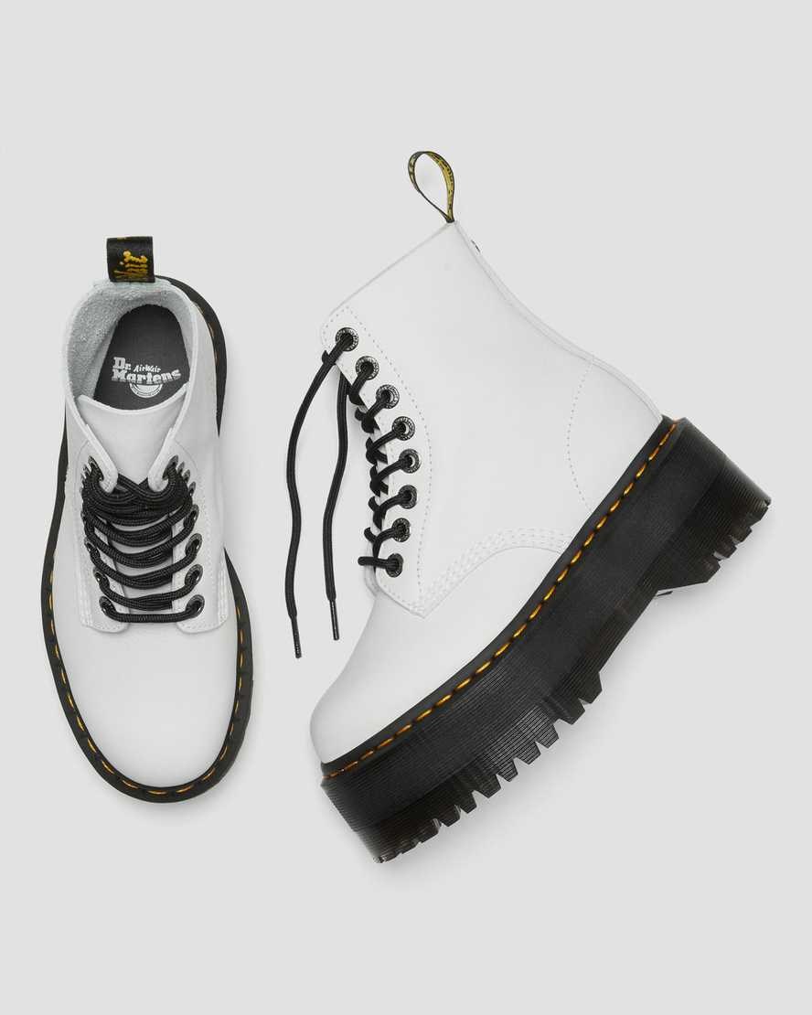 White Pisa Women's Dr Martens 1460 Pascal Max Leather Lace Up Boots | 641905-JDT