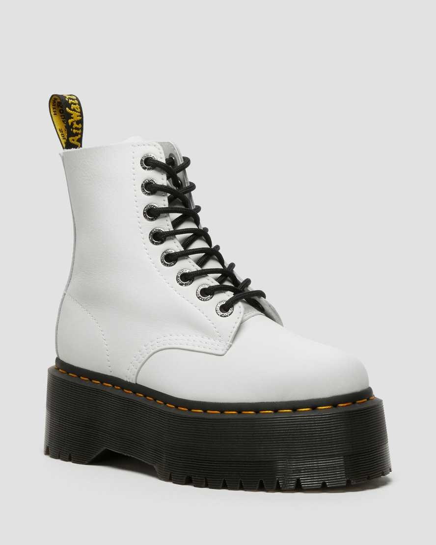 White Pisa Women's Dr Martens 1460 Pascal Max Leather Lace Up Boots | 641905-JDT