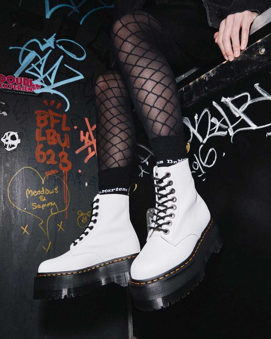 White Pisa Women's Dr Martens 1460 Pascal Max Leather Lace Up Boots | 641905-JDT