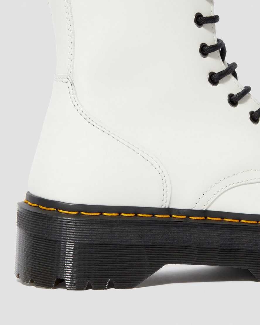 White Polished Smooth Men's Dr Martens Jadon Smooth Leather Lace Up Boots | 524891-HEW