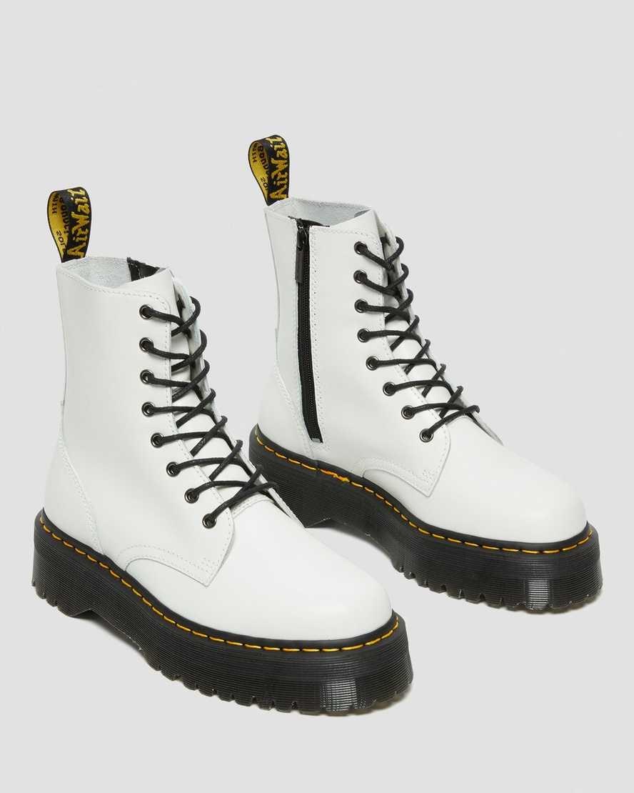 White Polished Smooth Men's Dr Martens Jadon Smooth Leather Lace Up Boots | 524891-HEW