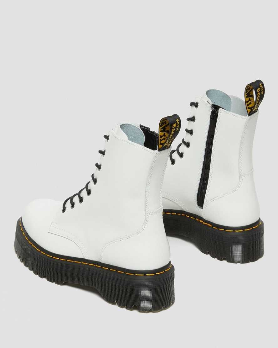 White Polished Smooth Men's Dr Martens Jadon Smooth Leather Ankle Boots | 902687-VWZ