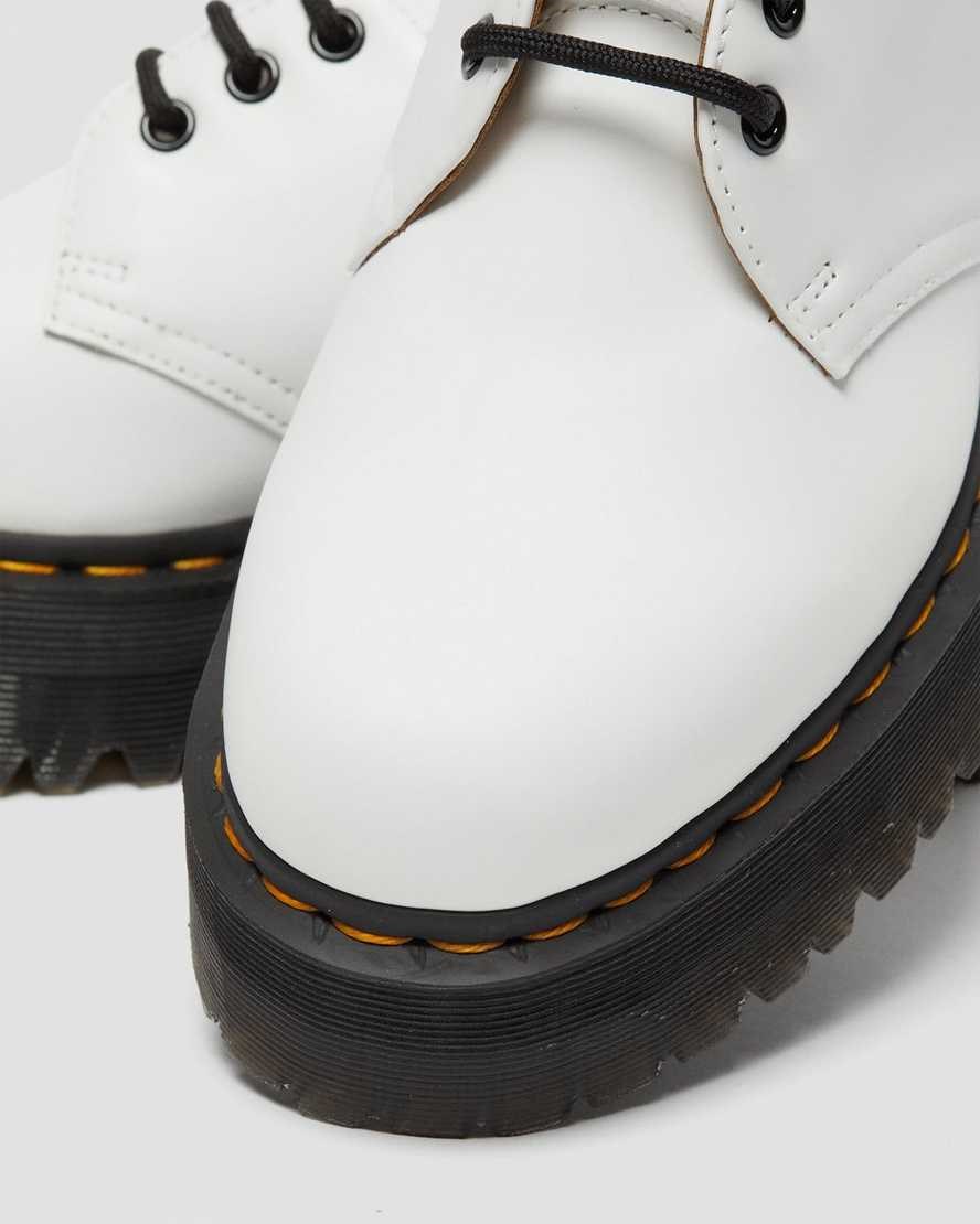 White Polished Smooth Women's Dr Martens 1461 Smooth Leather Platform Shoes | 680154-SJG