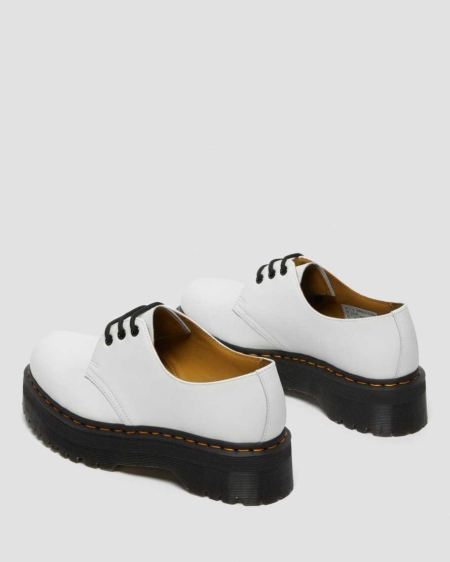 White Polished Smooth Women's Dr Martens 1461 Smooth Leather Platform Shoes | 680154-SJG