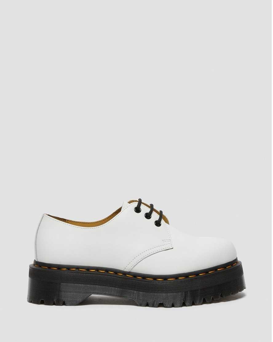 White Polished Smooth Women's Dr Martens 1461 Smooth Leather Platform Shoes | 680154-SJG