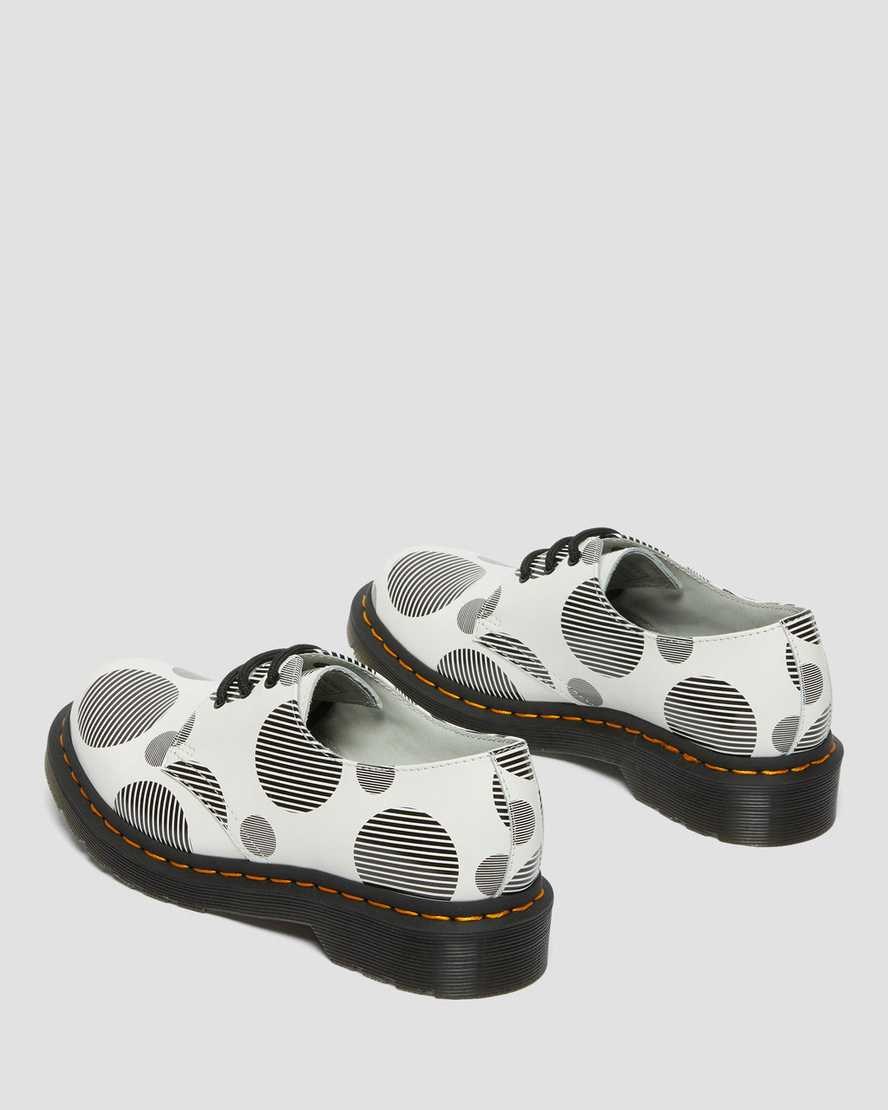 White Polka Dot Smooth Women's Dr Martens 1461 Polka Dot Smooth Leather Oxford Shoes | 105634-JDZ