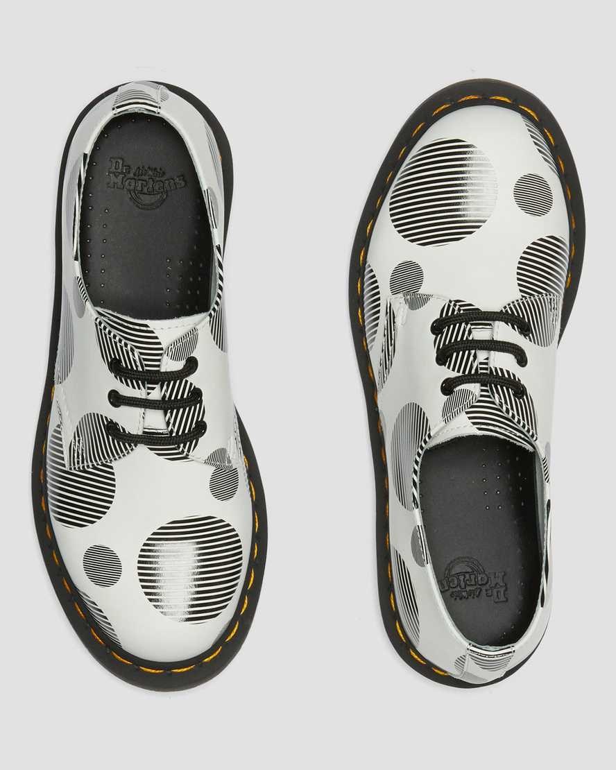 White Polka Dot Smooth Women's Dr Martens 1461 Polka Dot Smooth Leather Oxford Shoes | 105634-JDZ