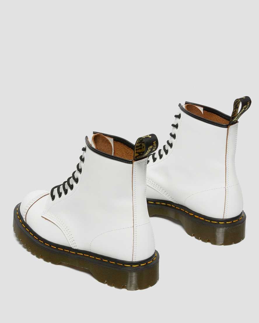 White Quilon Men's Dr Martens 1460 Bex Made in England Toe Cap Lace Up Boots | 830425-MOF