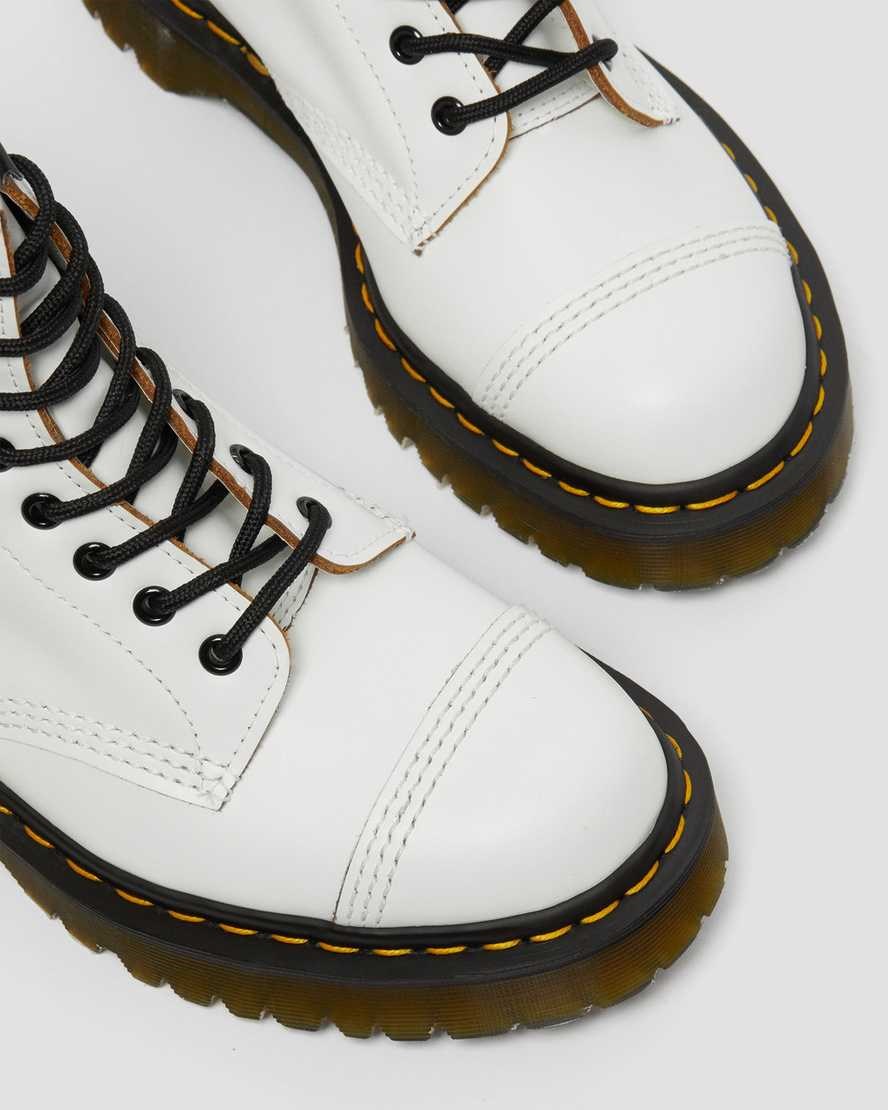 White Quilon Men's Dr Martens 1460 Bex Made in England Toe Cap Lace Up Boots | 830425-MOF