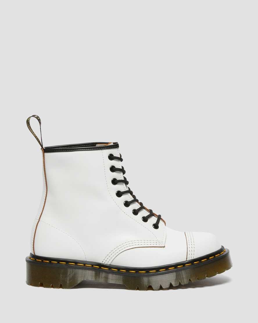 White Quilon Men's Dr Martens 1460 Bex Made in England Toe Cap Lace Up Boots | 830425-MOF