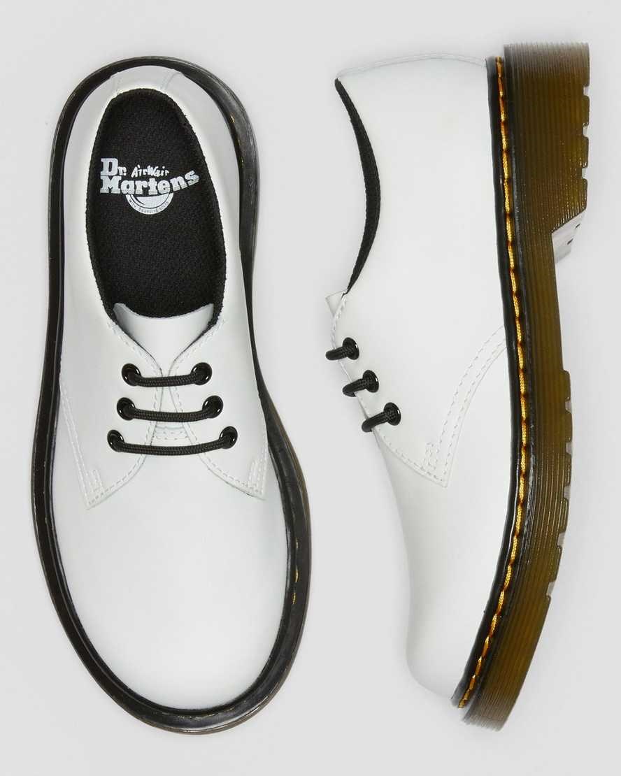 White Romario Kids' Dr Martens Junior 1461 Leather Lace Up Shoes | 982351-TMB