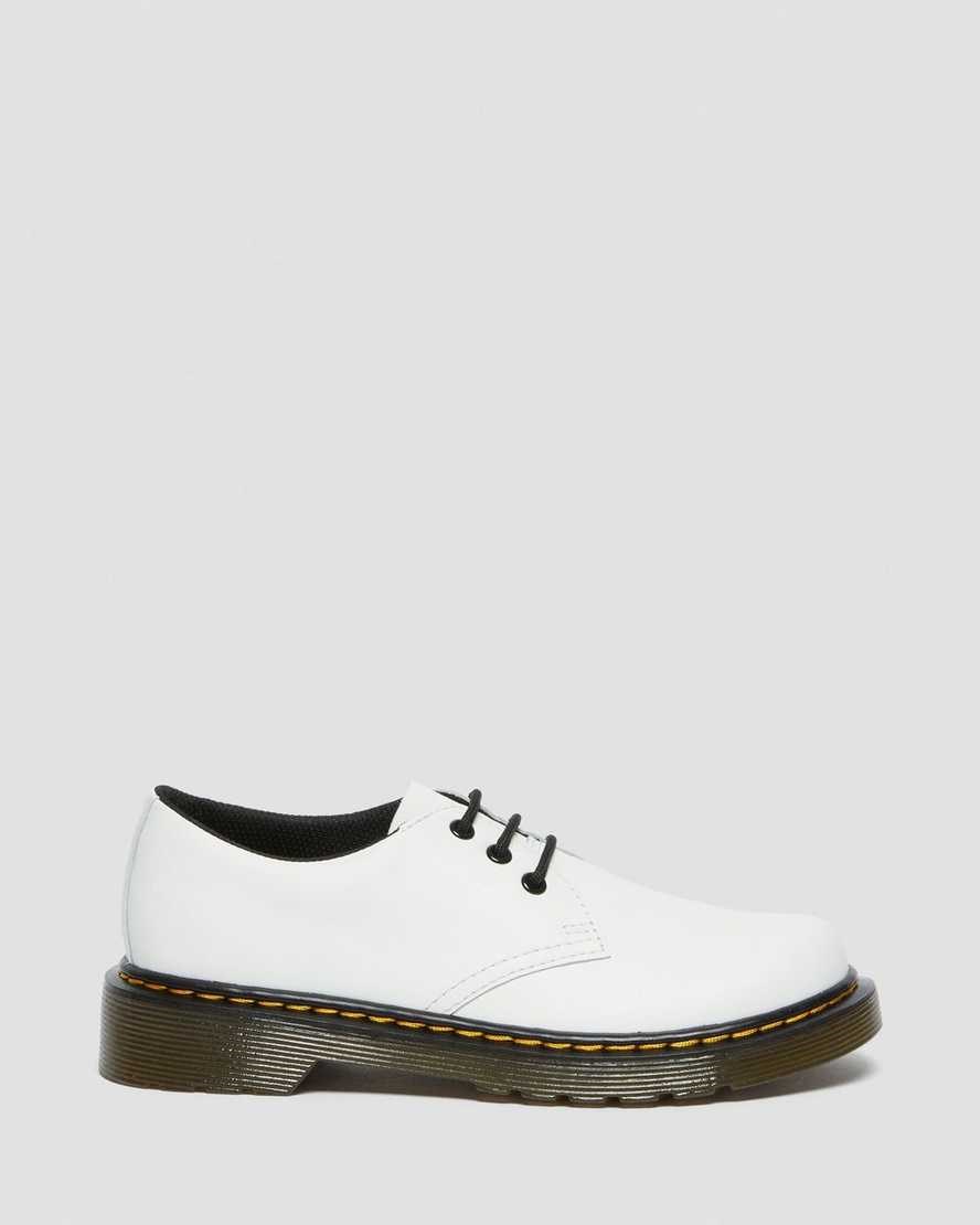 White Romario Kids' Dr Martens Junior 1461 Leather Lace Up Shoes | 982351-TMB