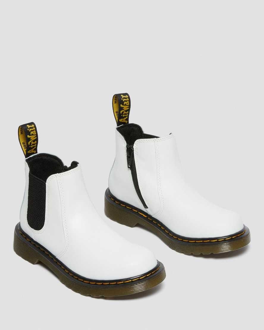 White Romario Kids' Dr Martens Junior 2976 Leather Chelsea Boots | 926830-XTC