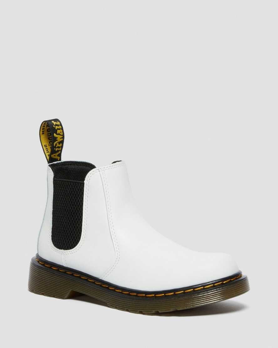 White Romario Kids' Dr Martens Junior 2976 Leather Chelsea Boots | 926830-XTC