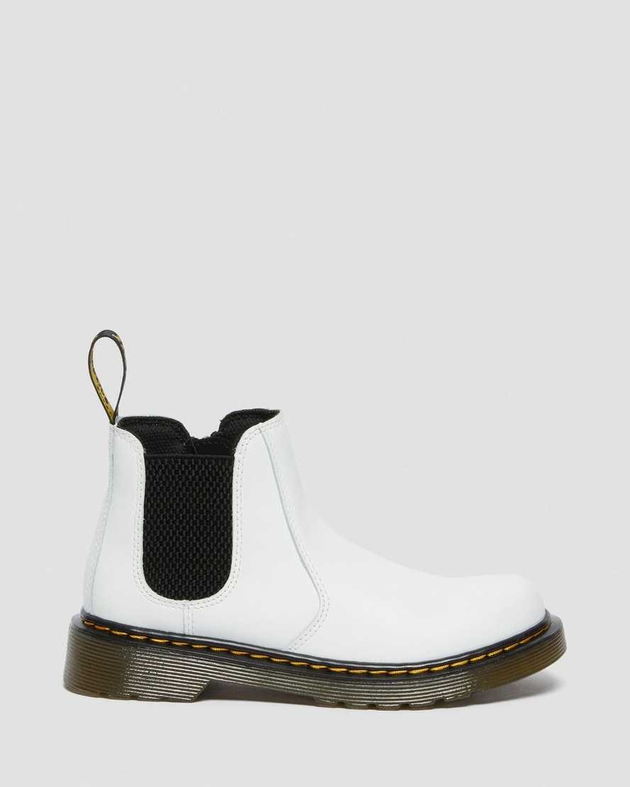 White Romario Kids' Dr Martens Junior 2976 Leather Chelsea Boots | 926830-XTC