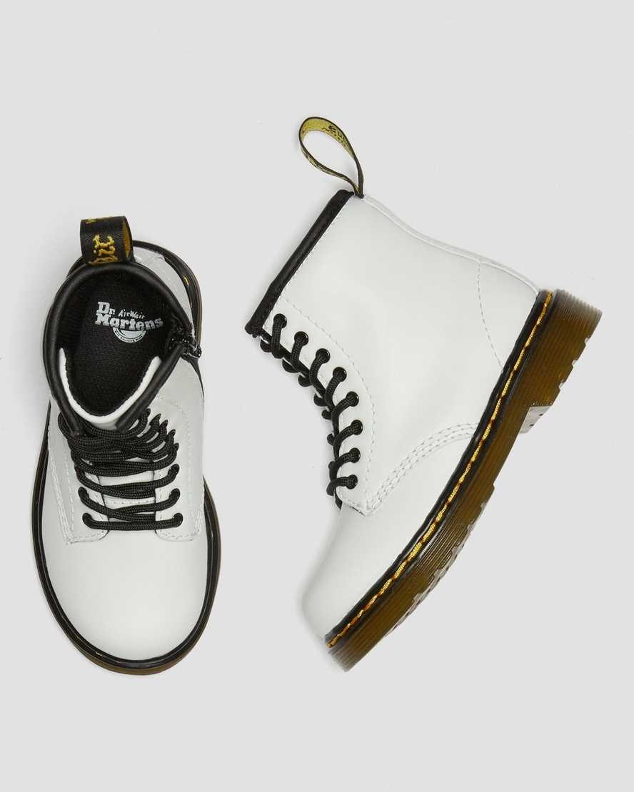 White Romario Kids' Dr Martens Toddler 1460 Leather Lace Up Boots | 301482-XGM