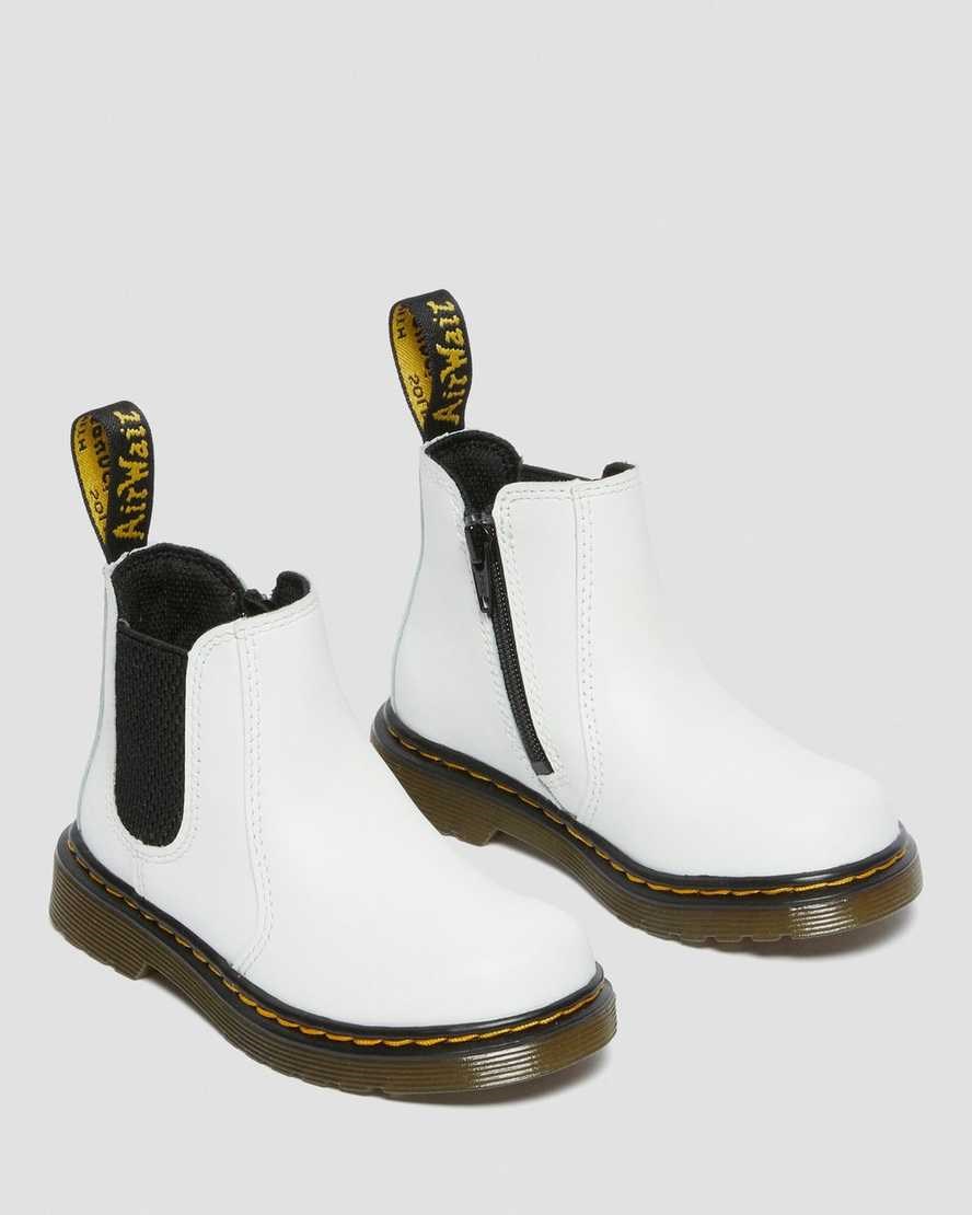 White Romario Kids' Dr Martens Toddler 2976 Leather Chelsea Boots | 189537-MJK