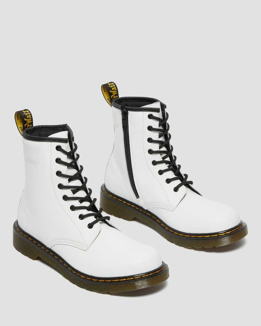 White Romario Kids' Dr Martens Youth 1460 Leather Lace Up Boots | 357894-HRP