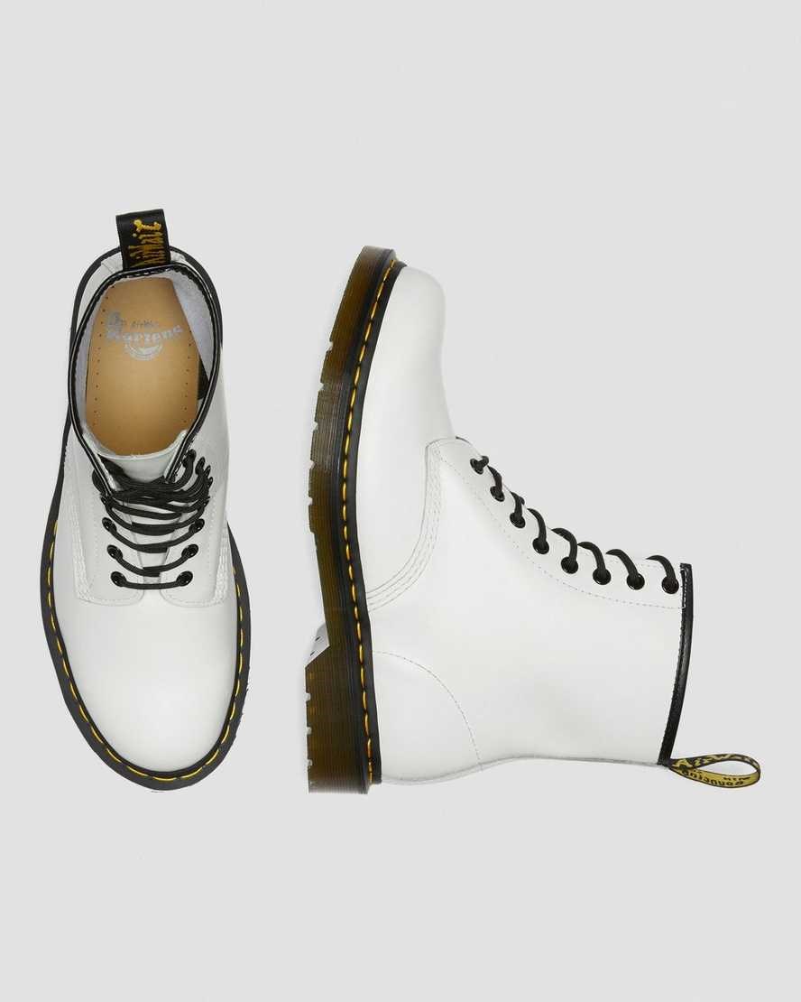 White Smooth Leather Men's Dr Martens 1460 Smooth Leather Lace Up Boots | 084625-LIH