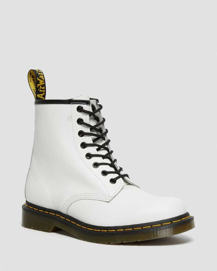 White Smooth Leather Men\'s Dr Martens 1460 Smooth Leather Lace Up Boots | 084625-LIH