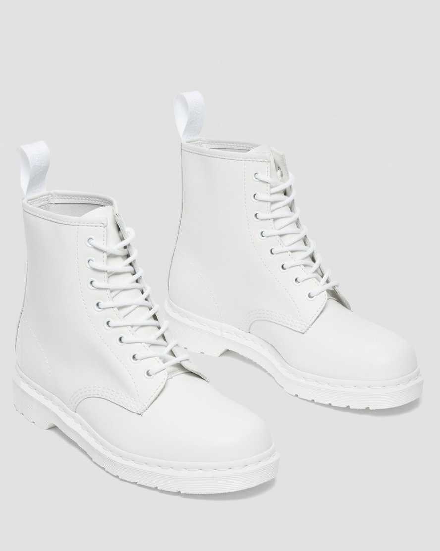 White Smooth Leather Men's Dr Martens 1460 Mono Smooth Leather Ankle Boots | 168307-INF