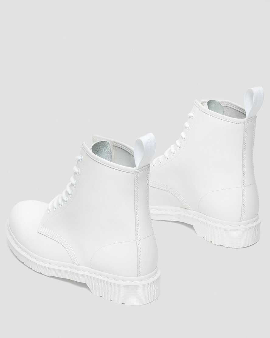 White Smooth Leather Men's Dr Martens 1460 Mono Smooth Leather Ankle Boots | 168307-INF