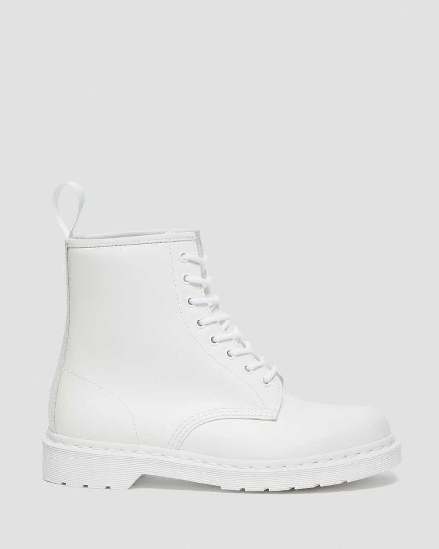 White Smooth Leather Men's Dr Martens 1460 Mono Smooth Leather Ankle Boots | 168307-INF