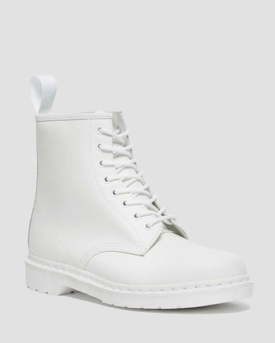 White Smooth Leather Men\'s Dr Martens 1460 Mono Smooth Leather Ankle Boots | 168307-INF