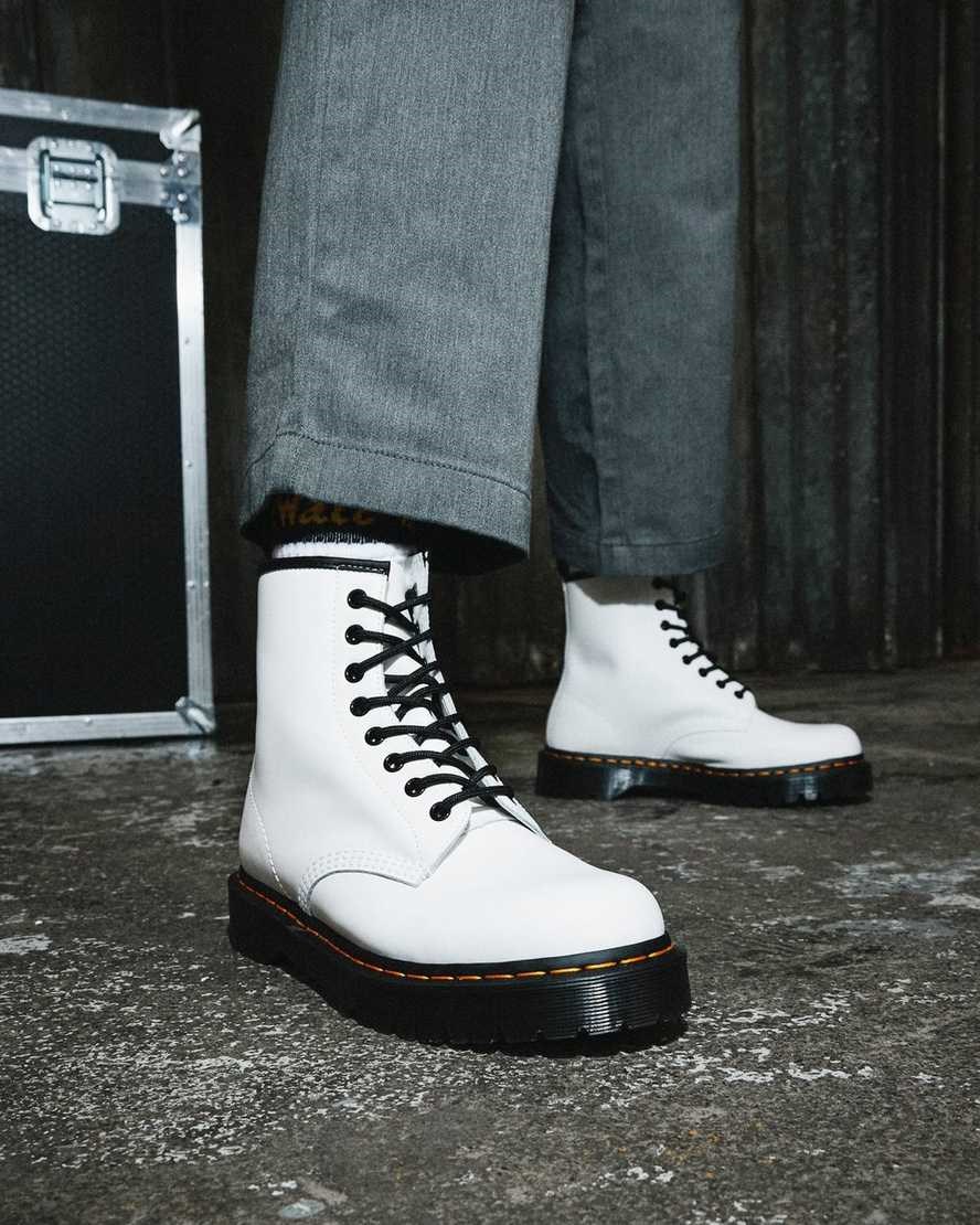 White Smooth Leather Men's Dr Martens 1460 Bex Smooth Leather Ankle Boots | 285703-HEI